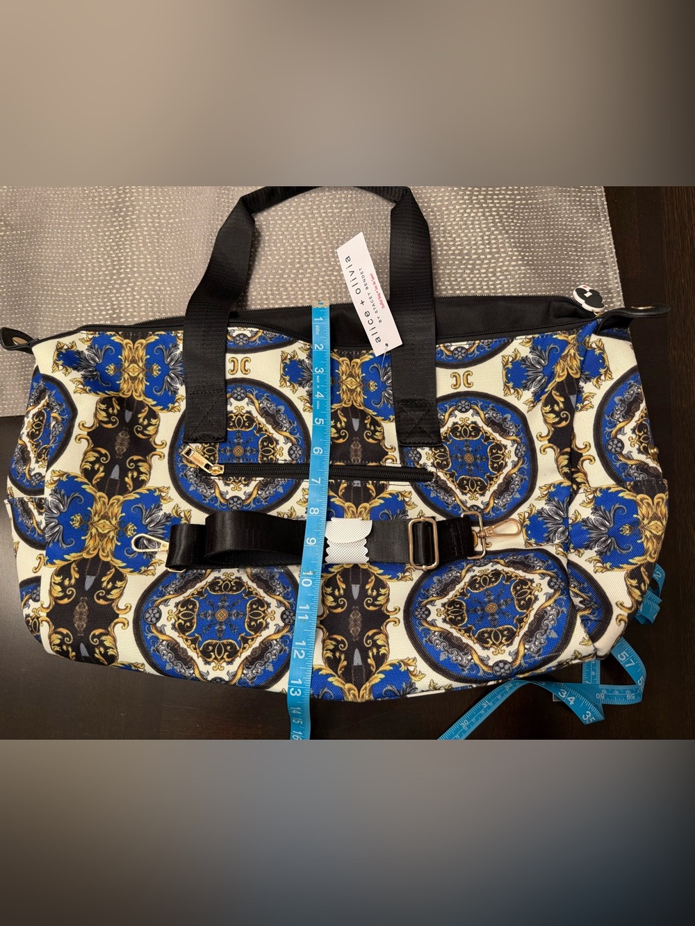 alice + olivia Blue & Gold Medallion Duffel Bag